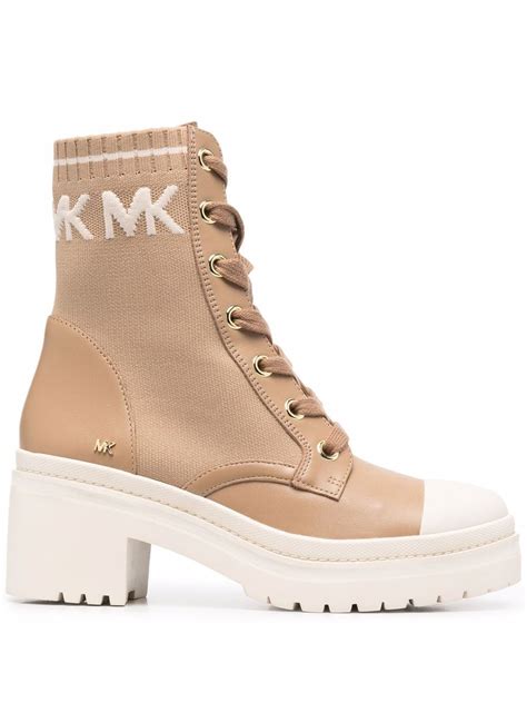 michael michael kors corey logo jacquard combat boot|Michael Kors Natural Corey Logo Jacquard Combat Boot.